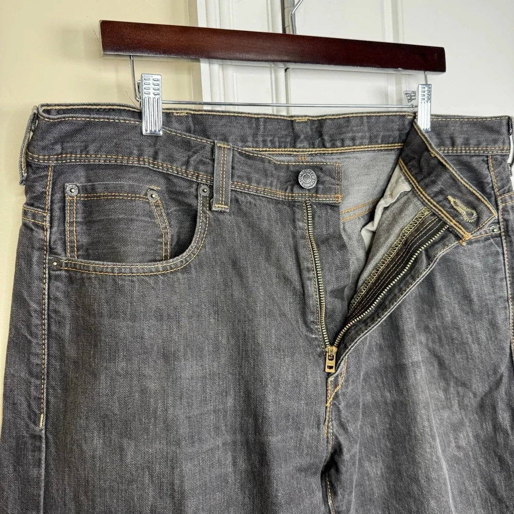 Levis 569 Baggy Jeans 38/32 (39/29.5) Black Washed Grunge Wide Y2K Flap Pocket